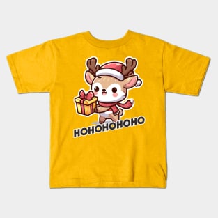 Cute Christmas Deer with Costume Kids T-Shirt